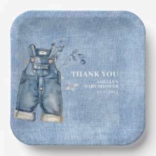 Blue jean baby Denim country Baby shower Paper Plate
