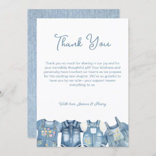 Blue Jean Baby Denim Jumpsuit Baby Shower Thank You Card