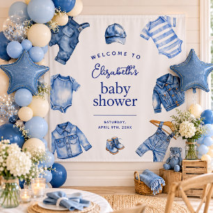 Blue Jean Baby Denim Themed Baby Shower Backdrop Tapestry