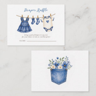 Blue Jean Baby Girl Baby Shower Diaper Raffle Enclosure Card