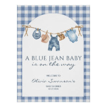 Blue Jean Baby Shower Banner Cowboy