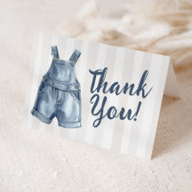 Blue Jean Baby Shower Blank Thank You Card