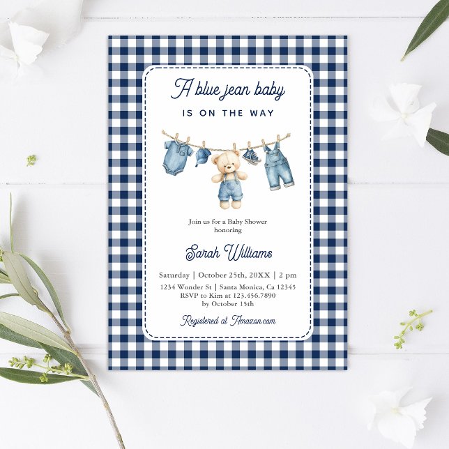 Blue Jean Baby Shower Boy Invitation (Creator Uploaded)