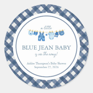 Blue Jean Baby Shower Classic Round Sticker