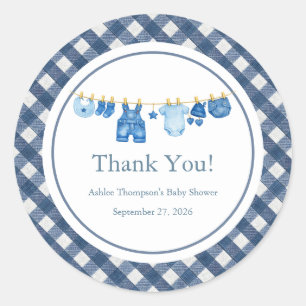 Blue Jean Baby Shower Classic Round Sticker