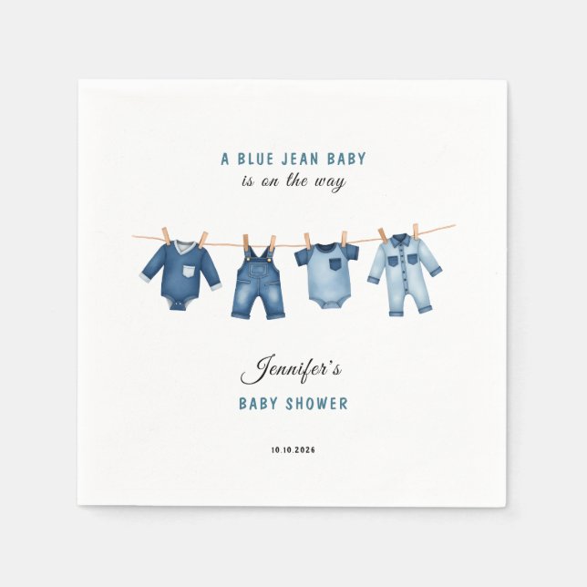 Blue Jean Baby Shower - Denim Theme Napkin (Front)