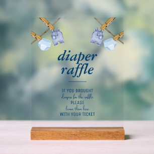 Blue Jean Baby Shower   Diaper Raffle Tabletop Acrylic Sign