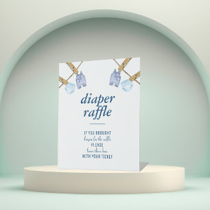 Blue Jean Baby Shower   Diaper Raffle Tabletop Pedestal Sign