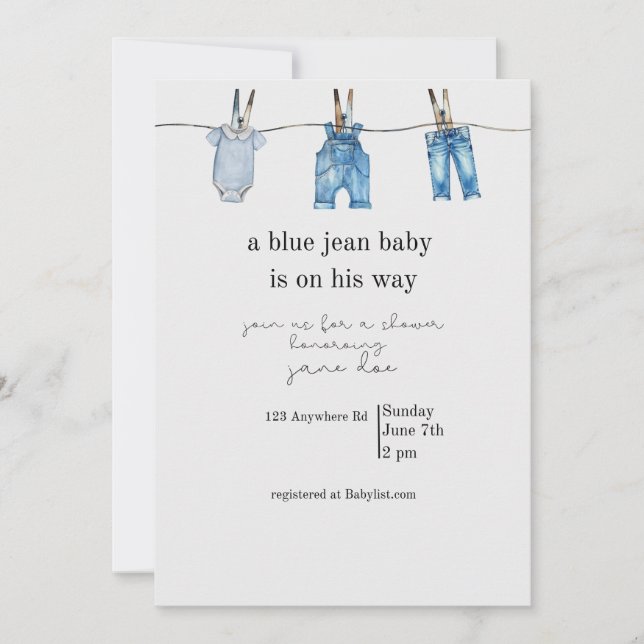 Blue Jean Baby Shower Invitation (Front)