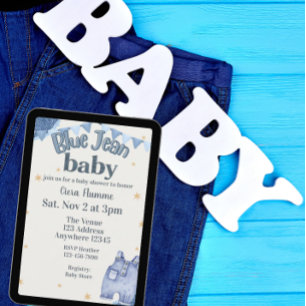 Blue Jean Baby Shower Invitation