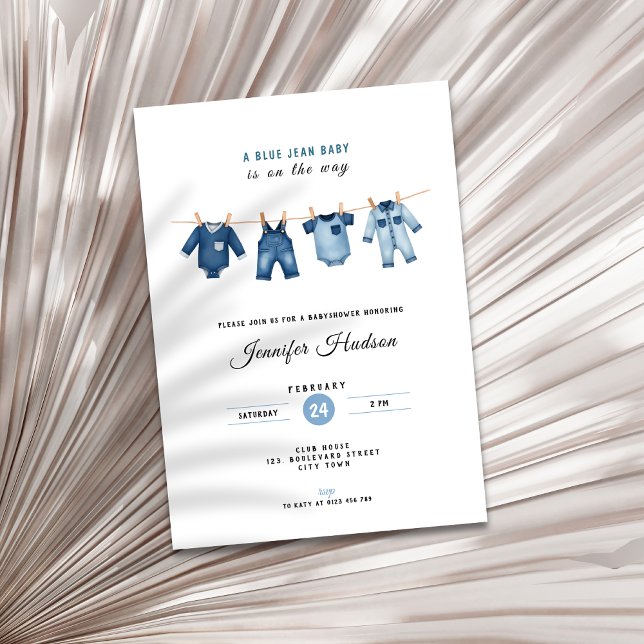 Blue Jean Baby Shower Invitation - Denim Theme (A blue jean baby shower invitation)