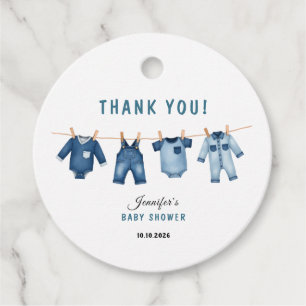 Blue Jean Baby Shower Invitation - Denim Theme Favour Tags