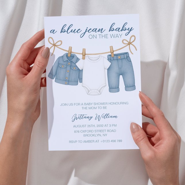 Blue Jean Baby Shower Invitation for Boys (Creator Uploaded)