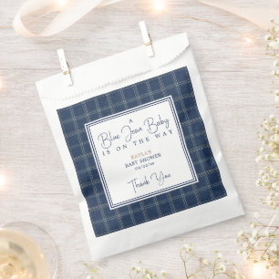 Blue Jean Baby Shower Preppy Navy Plaid Favour Bag