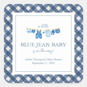 Blue Jean Baby Shower Square Sticker