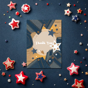 Blue Jean Baby Theme Denim Patchwork Baby Shower Thank You Card
