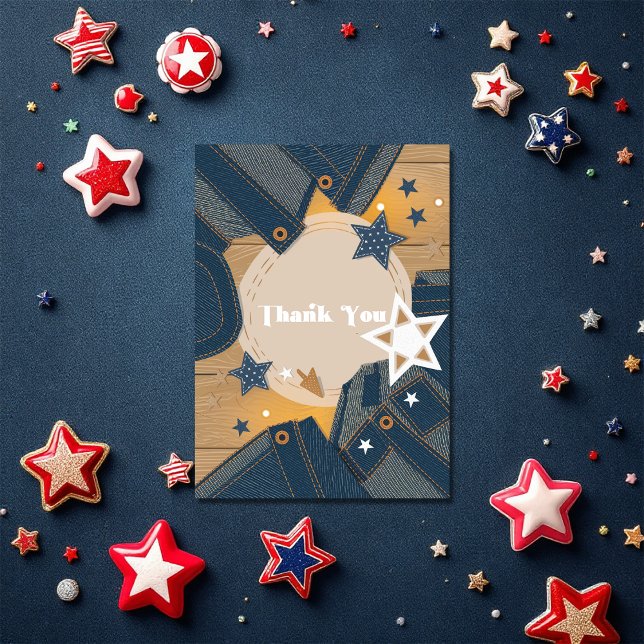 Blue Jean Baby Theme Denim Patchwork Baby Shower Thank You Card (Blue Jean Baby Theme Denim Patchwork Baby Shower Thank You Card)