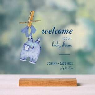 Blue Jean Baby Welcome to Baby Shower Tabletop Acrylic Sign