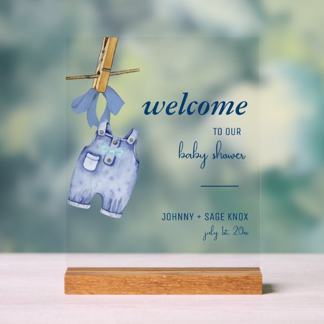 Blue Jean Baby | Welcome to Baby Shower Tabletop Acrylic Sign (Neutral)
