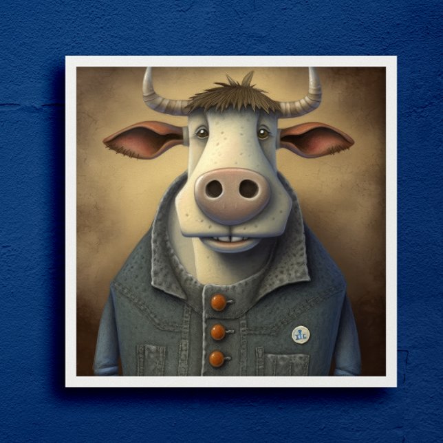 Blue Jean Bovine - Funny cow in a costume Poster (Creator Uploaded)