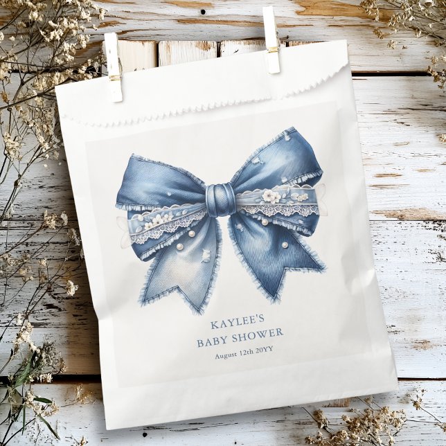 Blue Jean Bow Baby Shower  Favour Bag (Creator Uploaded)