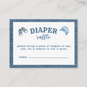 Blue Jean Boy Baby Shower Diaper Raffle Enclosure Card