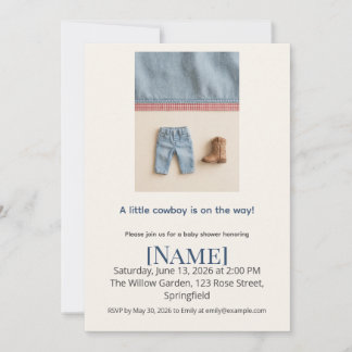 Blue Jean Boy Baby Shower, Editable Invitation
