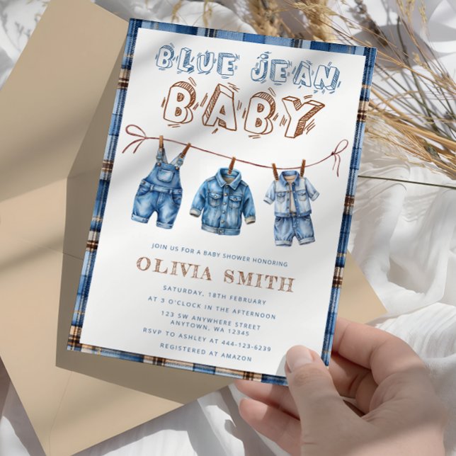 Blue Jean Boy Baby Shower Invitation (Creator Uploaded)