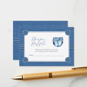 Blue jean buttons diaper raffle Baby boy shower Enclosure Card