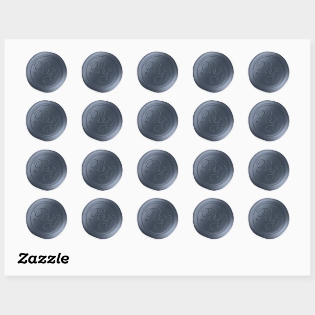 Blue Jean Calligraphy Monogram Wax Seal Stickers (Sheet)