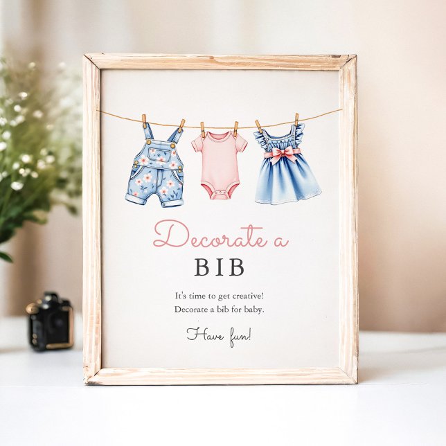 Blue Jean Decorate a Bib Baby Shower Game Sign (Creator Uploaded)