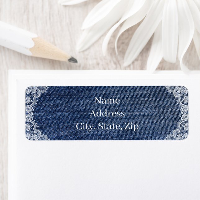 Blue Jean Denim And Lace Address Labels (Insitu)