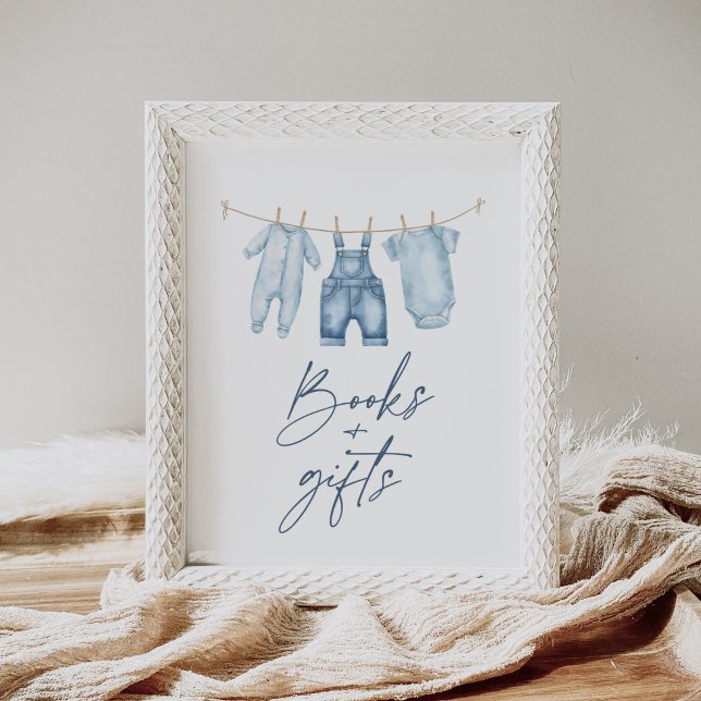 Blue Jean Denim Baby Shower Books and Gifts Sign (Creator Uploaded)