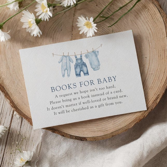 Blue Jean Denim Baby Shower Books for Baby Enclosure Card (Creator Uploaded)