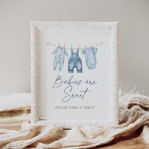 Blue Jean Denim Baby Shower Dessert Sign