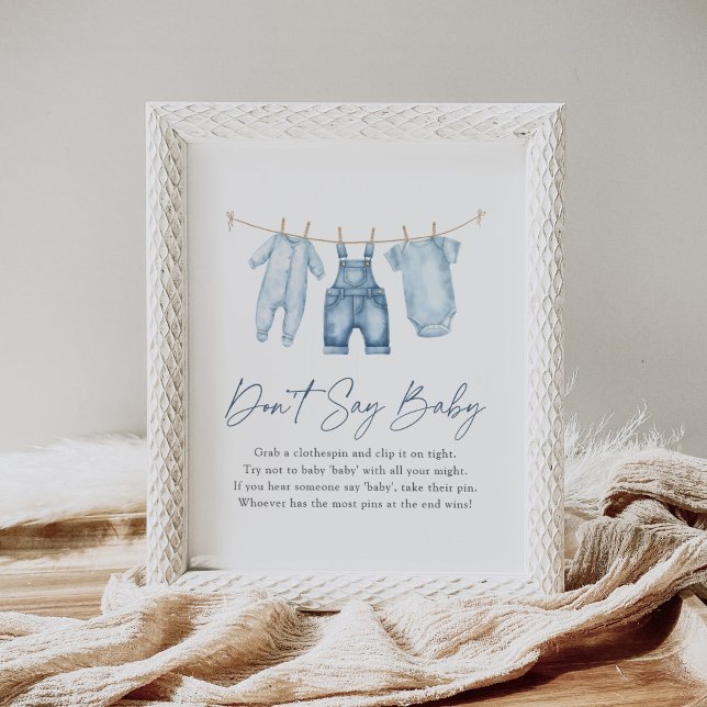 Blue Jean Denim Baby Shower Don't Say Baby Sign (Creator Uploaded)