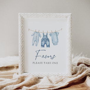 Blue Jean Denim Baby Shower Favors Sign