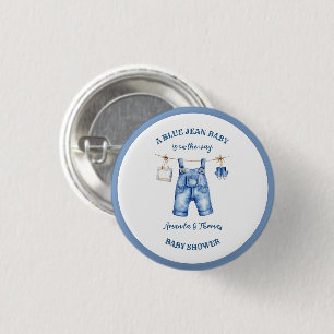 Blue Jean Denim Baby Shower Favour 3 Cm Round Badge
