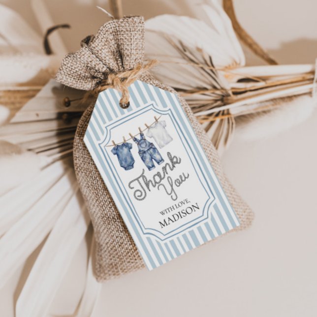Blue Jean Denim Baby Shower Gift Tag (Creator Uploaded)