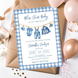 Blue Jean Denim Baby Shower Invitation