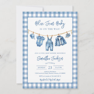 Blue Jean Denim Baby Shower Invitation