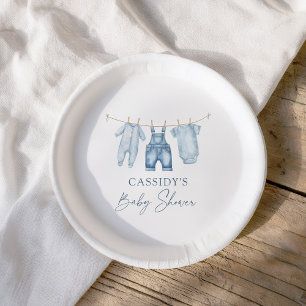 Blue Jean Denim Baby Shower Paper Plate