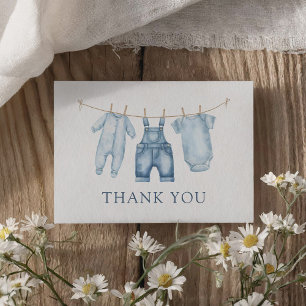 Blue Jean Denim Baby Shower Thank You Card