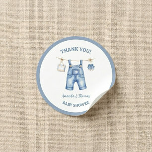 Blue Jean Denim Baby Shower Thank You Classic Round Sticker