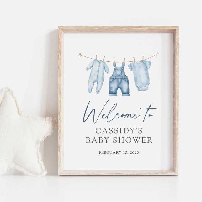 Blue Jean Denim Baby Shower Welcome Sign (Creator Uploaded)
