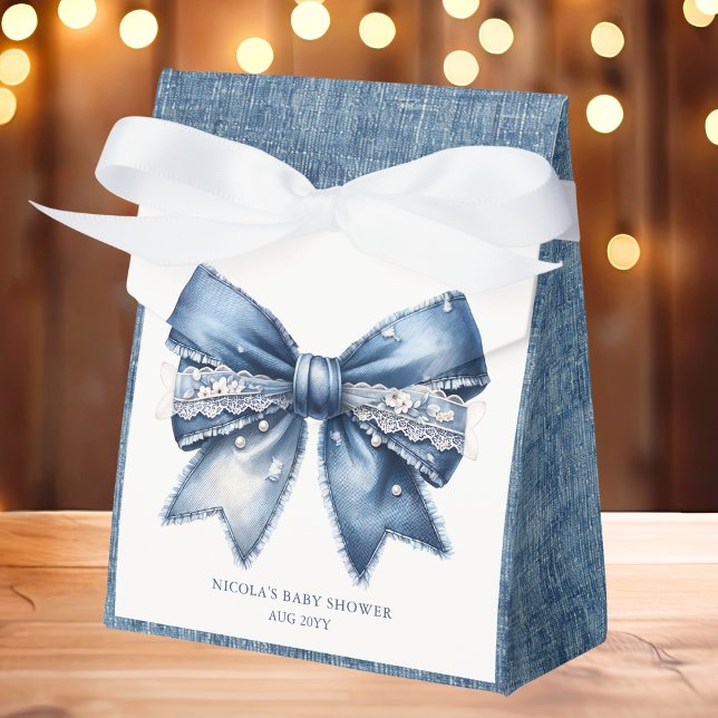 Blue Jean Denim Bow Baby Shower Favour Box (Creator Uploaded)