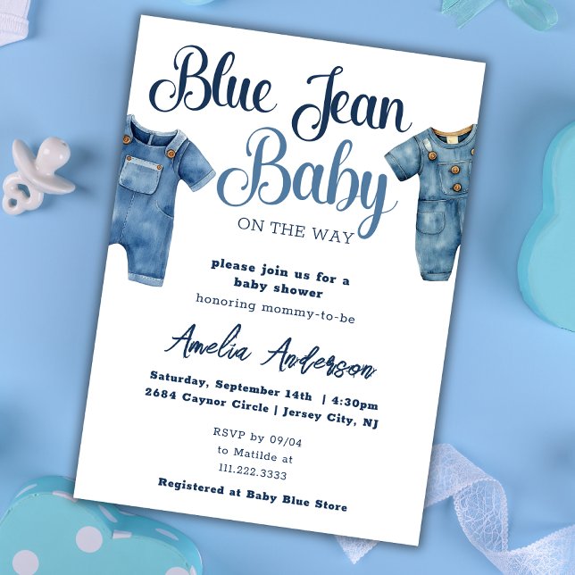  Blue Jean Denim Boy Baby Shower Invitation (Creator Uploaded)