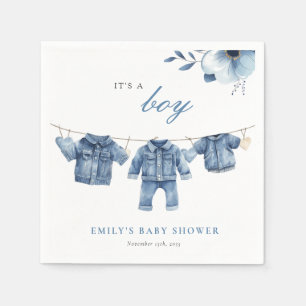 Blue Jean Denim Clothes Boy Baby Shower Napkin