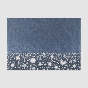 Blue Jean Denim & Diamonds Bling Diamond Glam Tissue Paper