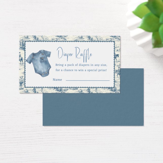 Blue Jean Denim Diaper Raffle Boy Enclosure Card (Desk)